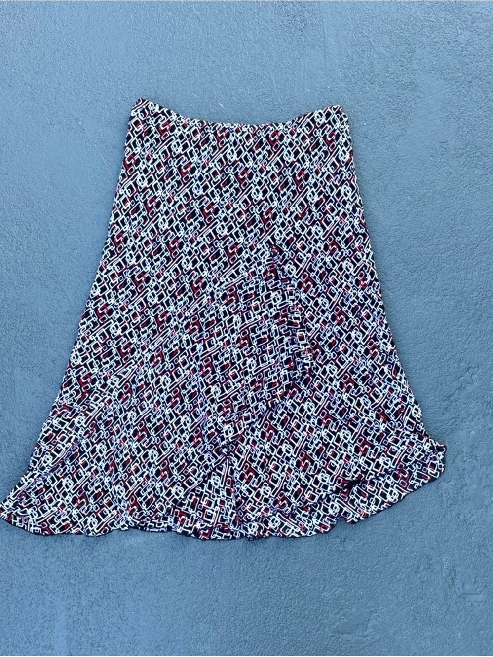 Geometric Print A-Line Fairy Skirt Asymmetrical Hem Size 8